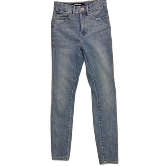 Express Size 00 Womens Jeans Ankle Legging High Rise Stretch Light Wash - Picture 1 of 4